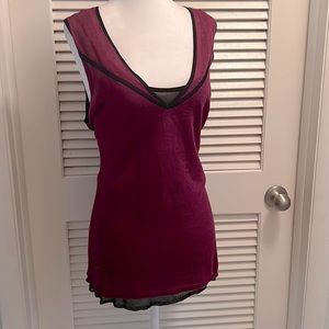 NWT Adrianna Papell Purple and Black Sheer Layer Sleeveless Tank Top size XL